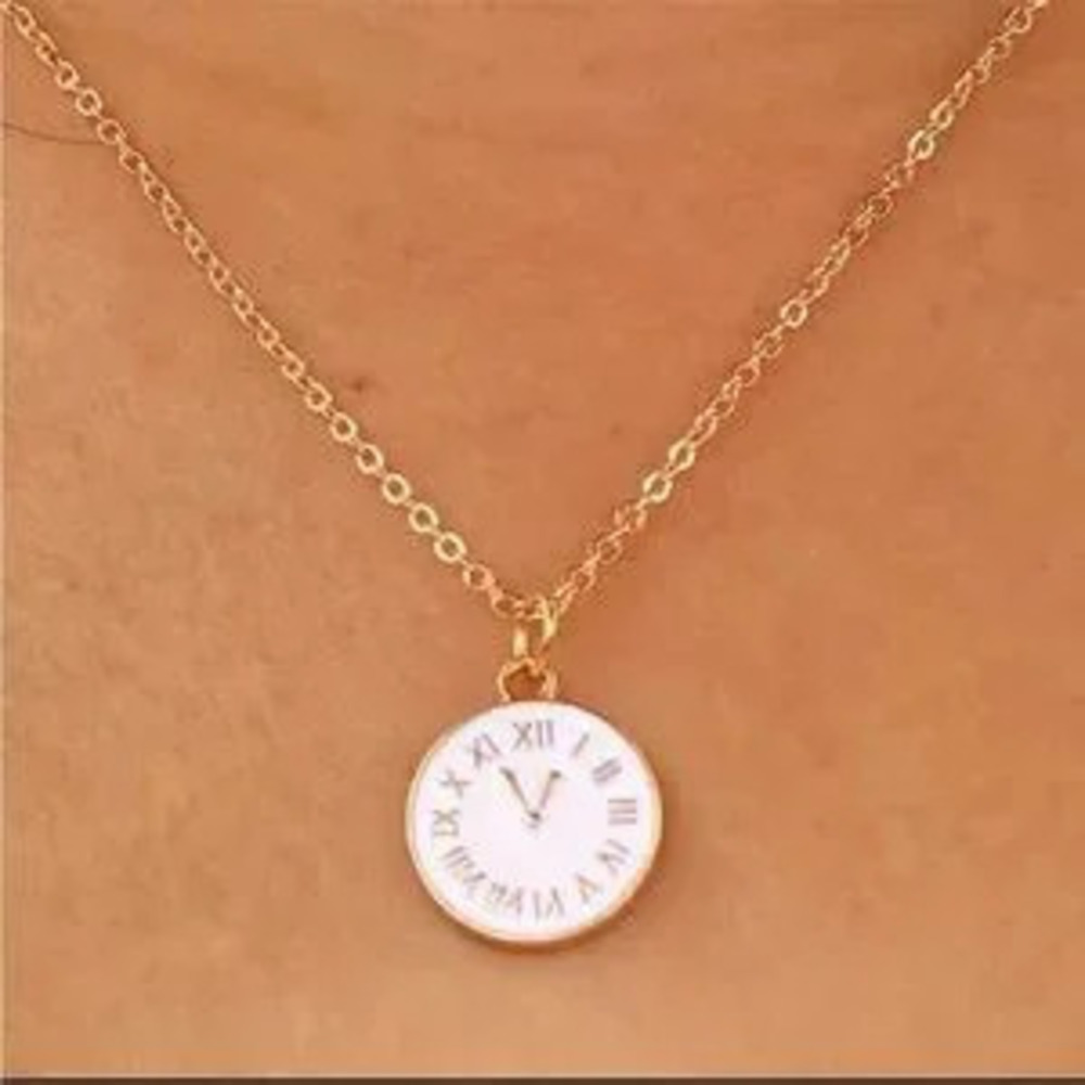 Gold Filled Clock Necklace